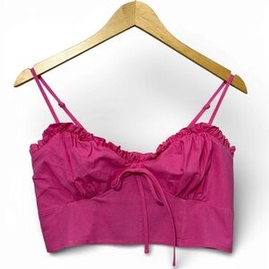 Coco Cabana Fuchsia Ruffled Bandeau Corset Cropped Top Medium